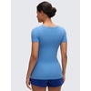 image:imageCRZ YOGA Softembrace Maternity U Neck Short Sleeve Shirts  Casual Pregnancy Tops Soft Work Going Out Basic TShirt for WomenParty Blue