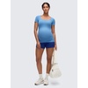 image:imageCRZ YOGA Softembrace Maternity U Neck Short Sleeve Shirts  Casual Pregnancy Tops Soft Work Going Out Basic TShirt for WomenParty Blue