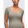 image:imageCRZ YOGA Softembrace Maternity U Neck Short Sleeve Shirts  Casual Pregnancy Tops Soft Work Going Out Basic TShirt for WomenWarm Ash Grey