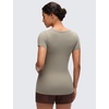 image:imageCRZ YOGA Softembrace Maternity U Neck Short Sleeve Shirts  Casual Pregnancy Tops Soft Work Going Out Basic TShirt for WomenWarm Ash Grey