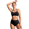 image:imageCRZ YOGA Tie Back Bikini Tops for Women  Padded Lace Up V Neck Swim Bathing Suit BraBlack