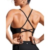 image:imageCRZ YOGA Tie Back Bikini Tops for Women  Padded Lace Up V Neck Swim Bathing Suit BraBlack