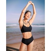 image:imageCRZ YOGA Tie Back Bikini Tops for Women  Padded Lace Up V Neck Swim Bathing Suit BraBlack