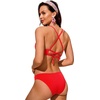 image:imageCRZ YOGA Tie Back Bikini Tops for Women  Padded Lace Up V Neck Swim Bathing Suit BraDark Red