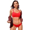 image:imageCRZ YOGA Tie Back Bikini Tops for Women  Padded Lace Up V Neck Swim Bathing Suit BraDark Red