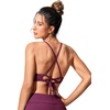 image:imageCRZ YOGA Tie Back Bikini Tops for Women  Padded Lace Up V Neck Swim Bathing Suit BraFuchsia