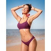 image:imageCRZ YOGA Tie Back Bikini Tops for Women  Padded Lace Up V Neck Swim Bathing Suit BraFuchsia