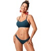 image:imageCRZ YOGA Tie Back Bikini Tops for Women  Padded Lace Up V Neck Swim Bathing Suit BraInsignia Blue