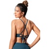 image:imageCRZ YOGA Tie Back Bikini Tops for Women  Padded Lace Up V Neck Swim Bathing Suit BraInsignia Blue