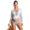 image:imageCRZ YOGA Tie Back Bikini Tops for Women  Padded Lace Up V Neck Swim Bathing Suit BraLight Grayish Blue