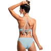 image:imageCRZ YOGA Tie Back Bikini Tops for Women  Padded Lace Up V Neck Swim Bathing Suit BraLight Grayish Blue