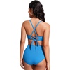 image:imageCRZ YOGA Tie Back Bikini Tops for Women  Padded Lace Up V Neck Swim Bathing Suit BraMadagascar Blue