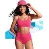 image:imageCRZ YOGA Tie Back Bikini Tops for Women  Padded Lace Up V Neck Swim Bathing Suit BraMagenta
