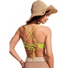 image:imageCRZ YOGA Tie Back Bikini Tops for Women  Padded Lace Up V Neck Swim Bathing Suit BraPrimrose Yellow