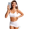 image:imageCRZ YOGA Tie Back Bikini Tops for Women  Padded Lace Up V Neck Swim Bathing Suit BraWhite