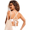 image:imageCRZ YOGA Tie Back Bikini Tops for Women  Padded Lace Up V Neck Swim Bathing Suit BraWhite