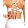 image:imageCRZ YOGA Tie Back Bikini Tops for Women  Padded Lace Up V Neck Swim Bathing Suit BraWhite