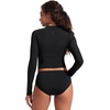 image:imageCRZ YOGA UPF 50 Cropped Rash Guard Shirts for Women  Long Sleeve UV Sun Protection Swim Rashguard TopsBlack