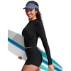 image:imageCRZ YOGA UPF 50 Cropped Rash Guard Shirts for Women  Long Sleeve UV Sun Protection Swim Rashguard TopsBlack