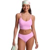 image:imageCRZ YOGA V Shaped Longline Bikini Tops for Women  Padded Cropped Adjustable Spaghetti Straps Swimsuit Athletic Bathing SuitVita Pink