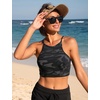 image:imageCRZ YOGA Womens Bikini Tops High Neck Swimsuit Racerback Padded Bathing Suit Sexy SwimwearJungle Camouflage Gray