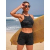 image:imageCRZ YOGA Womens Bikini Tops High Neck Swimsuit Racerback Padded Bathing Suit Sexy SwimwearJungle Camouflage Gray