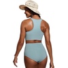 image:imageCRZ YOGA Womens Bikini Tops High Neck Swimsuit Racerback Padded Bathing Suit Sexy SwimwearLight Grayish Blue