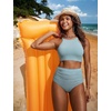 image:imageCRZ YOGA Womens Bikini Tops High Neck Swimsuit Racerback Padded Bathing Suit Sexy SwimwearLight Grayish Blue