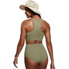 image:imageCRZ YOGA Womens Bikini Tops High Neck Swimsuit Racerback Padded Bathing Suit Sexy SwimwearMoss Green
