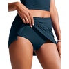 image:imageCRZ YOGA Womens High Waisted Swim Skirt A Line Swimsuit Skorts Side Slit Bathing Suit Bikini Bottoms with Built in BriefsInsignia Blue