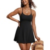 image:imageCRZ YOGA Womens One Piece Swimsuits Modest Swim Dress Tummy Control Adjustable YBack Straps Athletic Bathing Suit SwimwearBlack