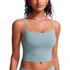 image:imageCRZ YOGA Cami Strap Bikini Tops for Women  Padded Scoop Neck Longline Swimsuit Adjustable Bathing Suit Crop TankiniLight Grayish Blue