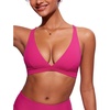 image:imageCRZ YOGA Deep V Neck Bikini Tops for Women  Padded Criss Cross Back Triangle Sexy Swim Bathing Suit BraGranita Pink