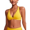 image:imageCRZ YOGA Deep V Neck Bikini Tops for Women  Padded Criss Cross Back Triangle Sexy Swim Bathing Suit BraHigh Visibility Yellow