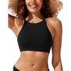 image:imageCRZ YOGA High Neck Bikini Tops for Women  Padded Crisscross Tie Back Bathing Suit Swim BraBlack