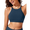 image:imageCRZ YOGA High Neck Bikini Tops for Women  Padded Crisscross Tie Back Bathing Suit Swim BraInsignia Blue