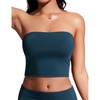 image:imageCRZ YOGA Longline Bandeau Bikini Tops for Women  Padded Strapless Adjustable Spaghetti Straps Swimsuit Bathing Crop TankiniInsignia Blue