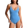 image:imageCRZ YOGA Nexfeel Double Lined V Neck One Piece Swimsuit for Women  Tummy Control Slimming Modest Bathing Suit Non PaddedParty Blue