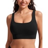 image:imageCRZ YOGA Scoop Neck Longline Bikini Tops for Women  Padded Wide Straps Modest Swimsuit Bathing Suit Sports BraBlack