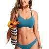 image:imageCRZ YOGA Tie Back Bikini Tops for Women  Padded Lace Up V Neck Swim Bathing Suit BraSapphire Blue