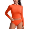 image:imageCRZ YOGA UPF 50 Cropped Rash Guard Shirts for Women  Long Sleeve UV Sun Protection Swim Rashguard TopsHoney Orange