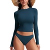 image:imageCRZ YOGA UPF 50 Cropped Rash Guard Shirts for Women  Long Sleeve UV Sun Protection Swim Rashguard TopsInsignia Blue