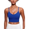 image:imageCRZ YOGA V Shaped Longline Bikini Tops for Women  Padded Cropped Adjustable Spaghetti Straps Swimsuit Athletic Bathing SuitWaves Blue