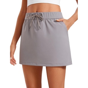 image:imageCRZ YOGA 4Way Stretch A Line Skirts for Women  High Waitsted Mini Lined Tennis Work Drawstring Skort with PocketsDark Chrome