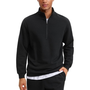 image:imageCRZ YOGA Cotton Fleece Lined Half Zip Sweatshirts for Men  Mock Neck Pullover Sweat Shirts Casual Workout Daily SweatersBlack