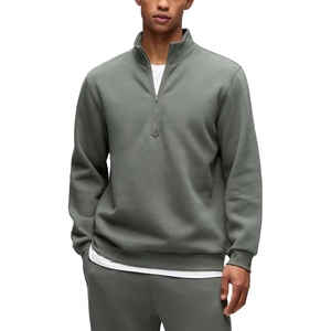 image:imageCRZ YOGA Cotton Fleece Lined Half Zip Sweatshirts for Men  Mock Neck Pullover Sweat Shirts Casual Workout Daily SweatersGrey Sage