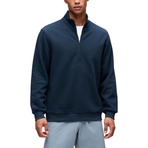 image:imageCRZ YOGA Cotton Fleece Lined Half Zip Sweatshirts for Men  Mock Neck Pullover Sweat Shirts Casual Workout Daily SweatersInk Blue