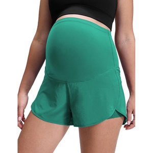 image:imageCRZ YOGA Lightweight Maternity Dolphin Workout Shorts 3  Soft Athletic Running Casual Womens Pregnancy with Liner PocketsCascadia Green