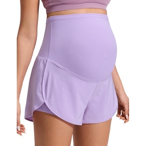 image:imageCRZ YOGA Lightweight Maternity Dolphin Workout Shorts 3  Soft Athletic Running Casual Womens Pregnancy with Liner PocketsLilac