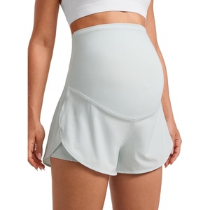 image:imageCRZ YOGA Lightweight Maternity Dolphin Workout Shorts 3  Soft Athletic Running Casual Womens Pregnancy with Liner PocketsOcean Air
